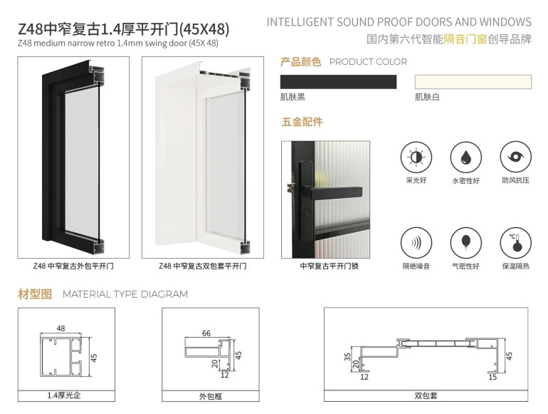 復古門窗_Z48 中窄 1.4 厚復古平開門